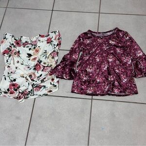 Girls Kids Floral Blouses White/Red size 8.‎